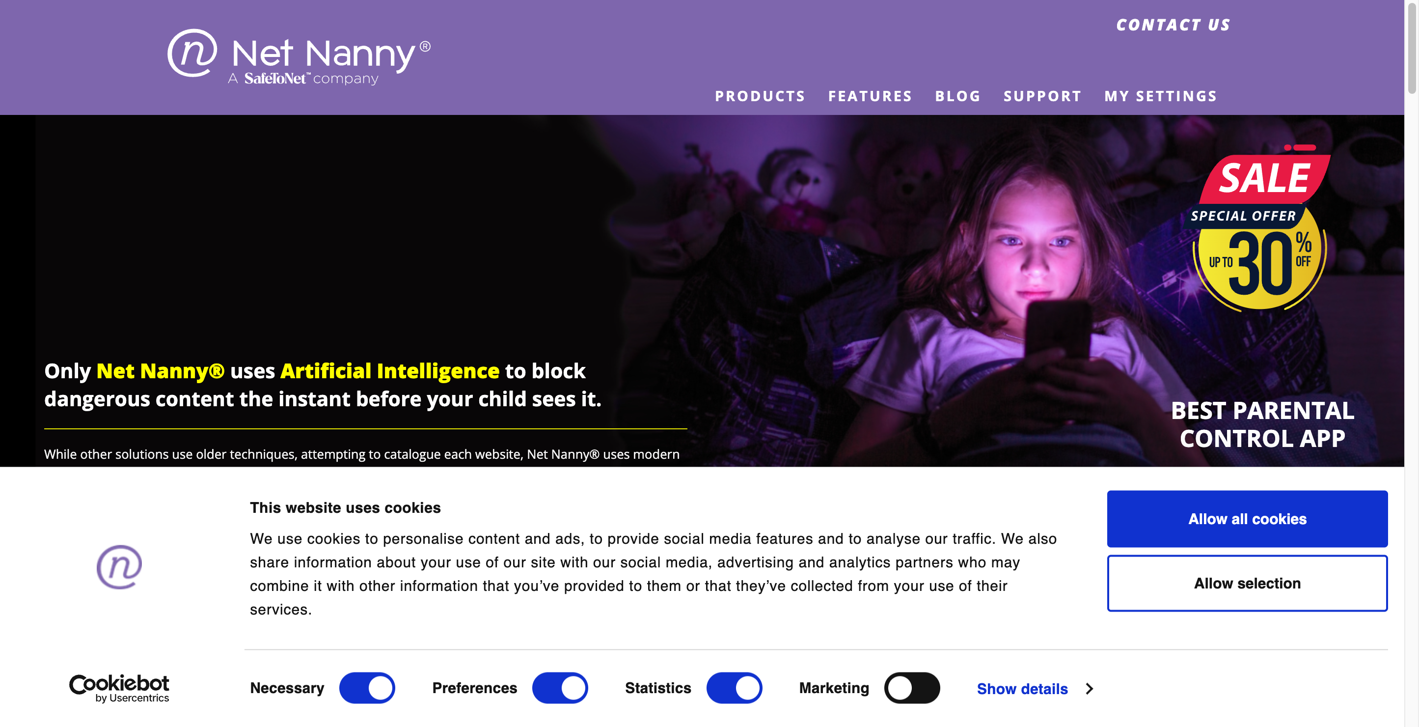 Net Nanny interface