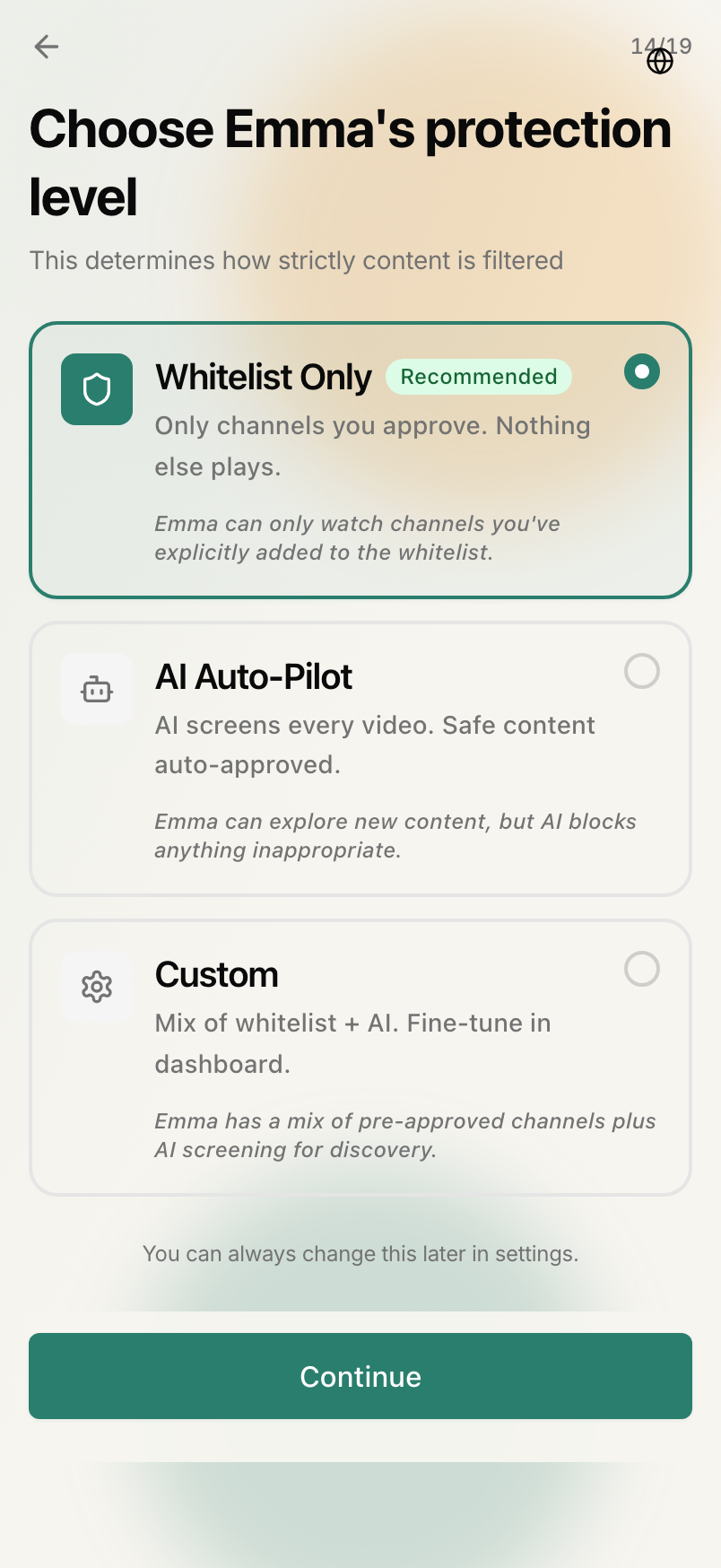 WhitelistVideo protection level settings